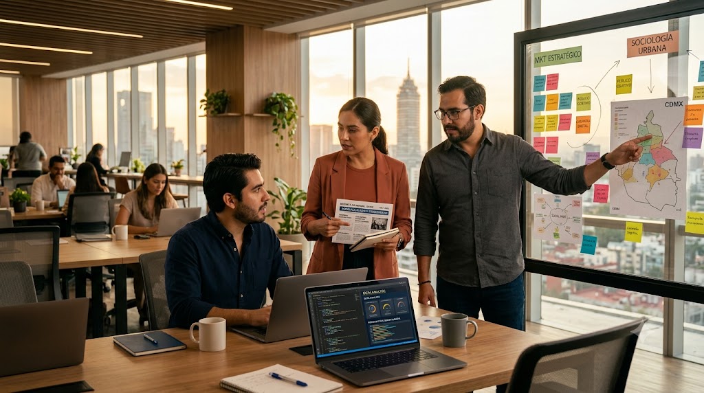 Equipo multidisciplinario de comunicación, periodismo, sociología, marketing e ingeniería